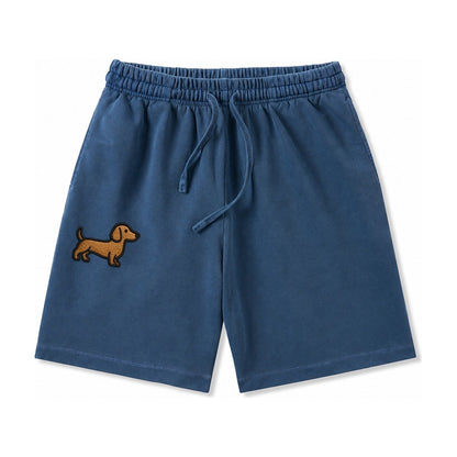 Dachshund Modern Elongated Silhouette Washed Shorts – Denim Blue