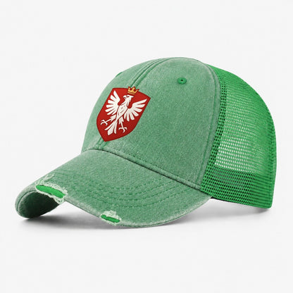 Poland White Eagle Washed Trucker Hat – Ink Green