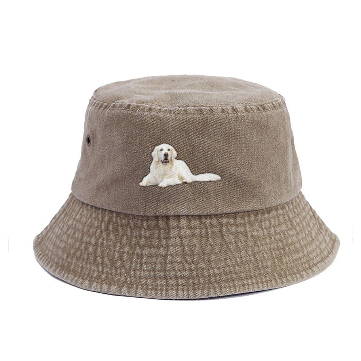 White English Cream Golden Retrievers Vintage Bucket Hat – Warm Sand