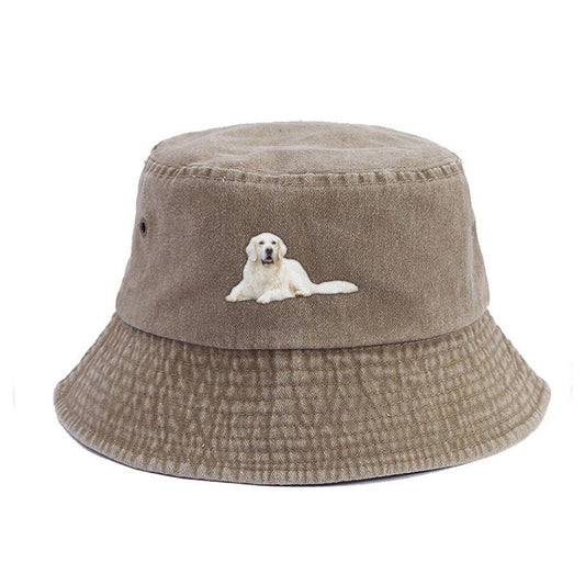 White English Cream Golden Retrievers Vintage Bucket Hat – Warm Sand