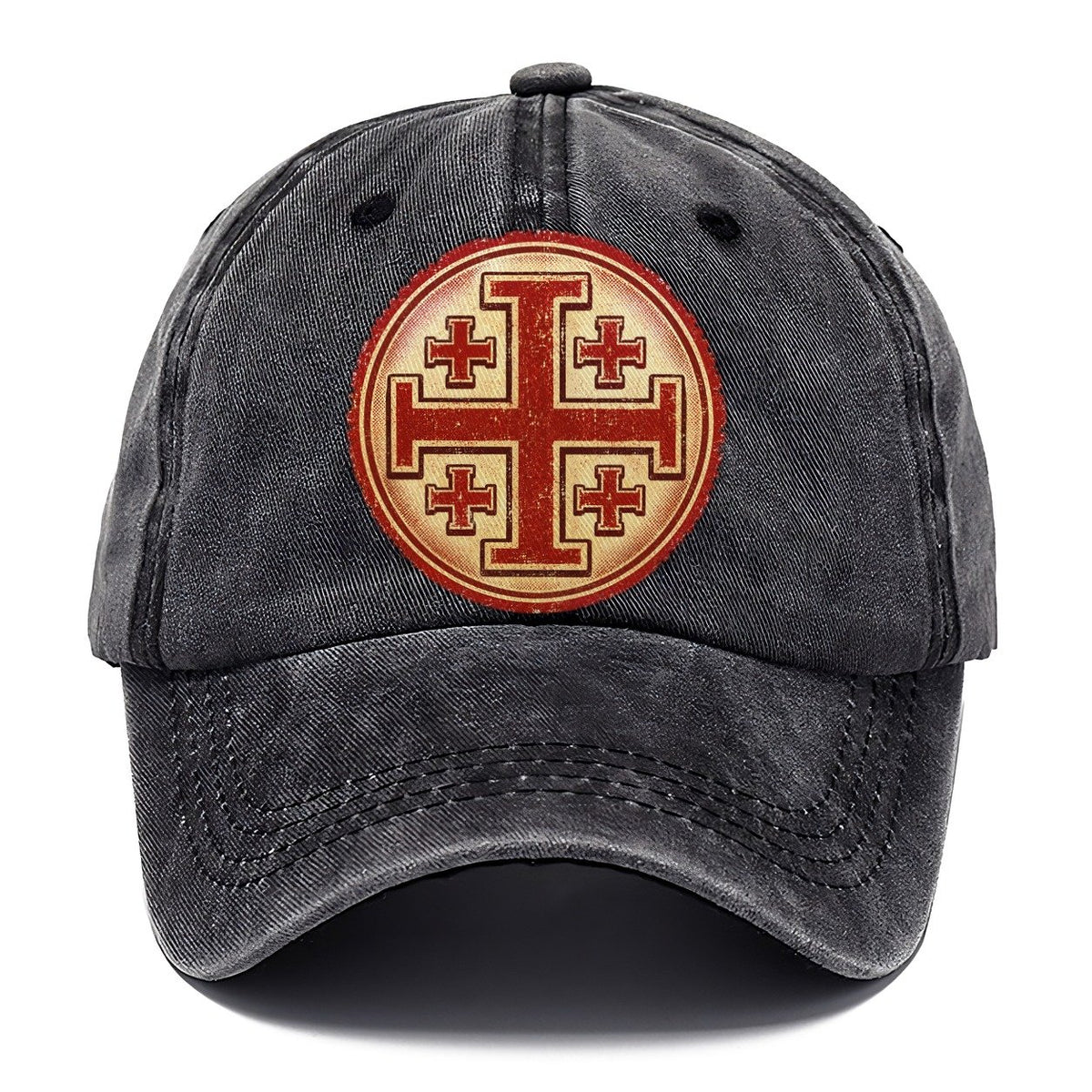 Vintage Red Jerusalem Cross Emblem Classic Cap – Graphite
