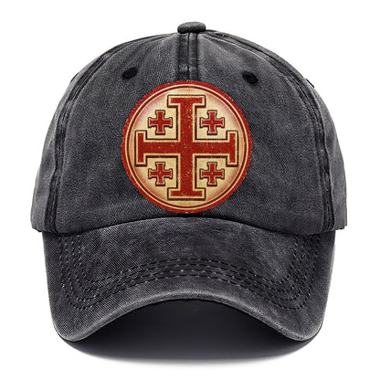 Vintage Red Jerusalem Cross Emblem Classic Cap – Graphite