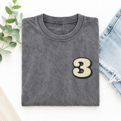 Number 3 Left Chest Vintage T-shirt – Grey