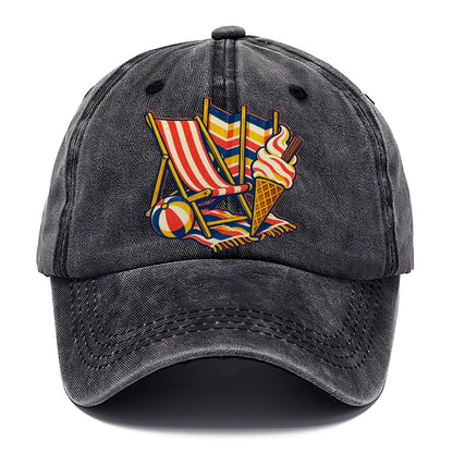 British Seaside Deckchair Windbreak And Ice Cream Uk Culture Heritage Classic Cap – Graphite