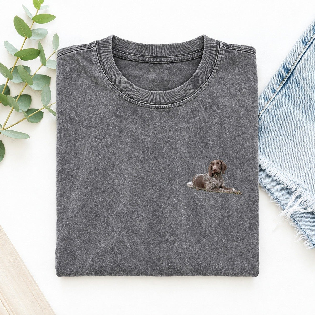 German Shorthaired Pointer Left Chest Vintage T-shirt – Grey