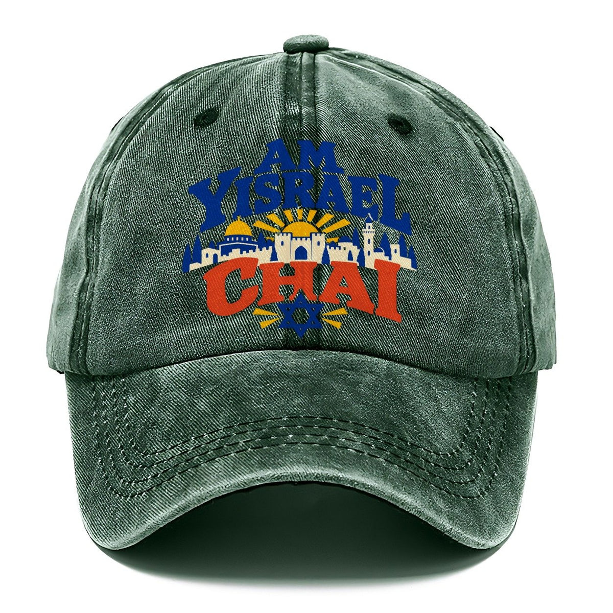 Am Yisrael Chai Lettering Jerusalem Classic Cap – Forest Mist