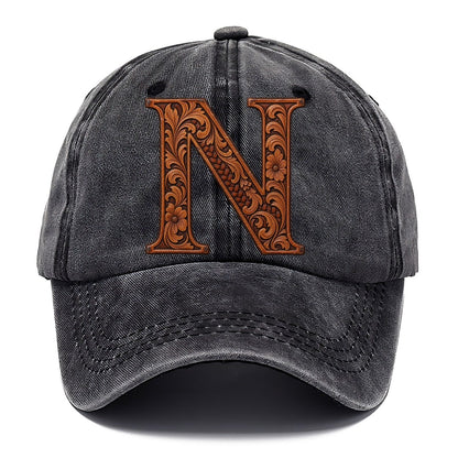 Tooled Leather N Monogram Classic Cap – Graphite