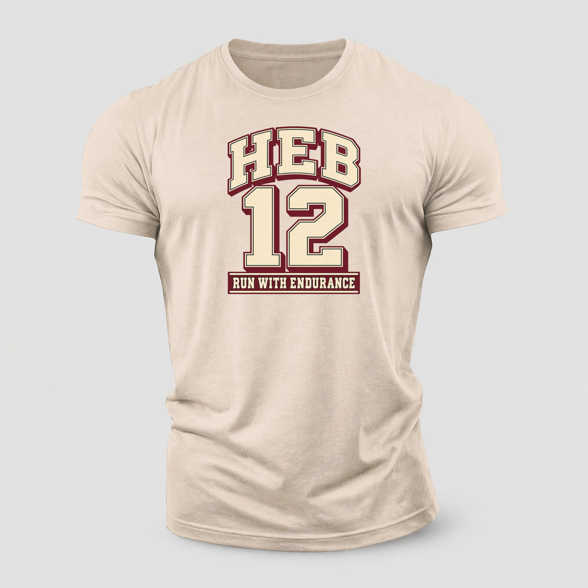Hebrews 12 Varsity Chapel Varsity Cotton T-Shirt – Sand
