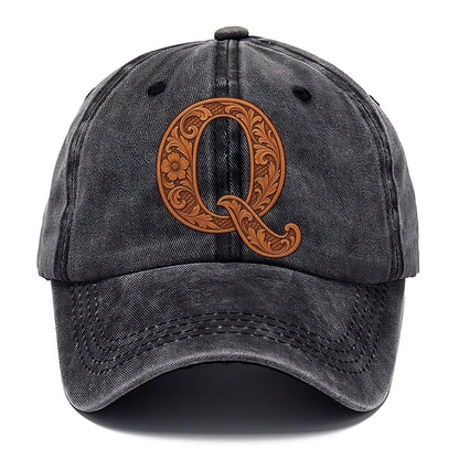 Tooled Leather Q Monogram Classic Cap – Graphite