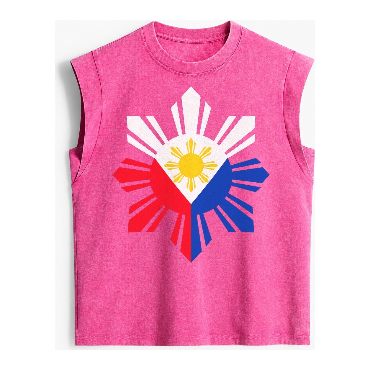 Philippines Iconic Sun And Stars Vintage Washed Tank – Pink