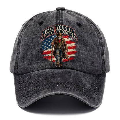 Wiser Tougher Slower Who Cares Old Man Strong Classic Cap – Graphite