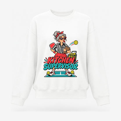 Kitchen Supervisor Pickleball Life Women's Crewneck Sweatshirt – White