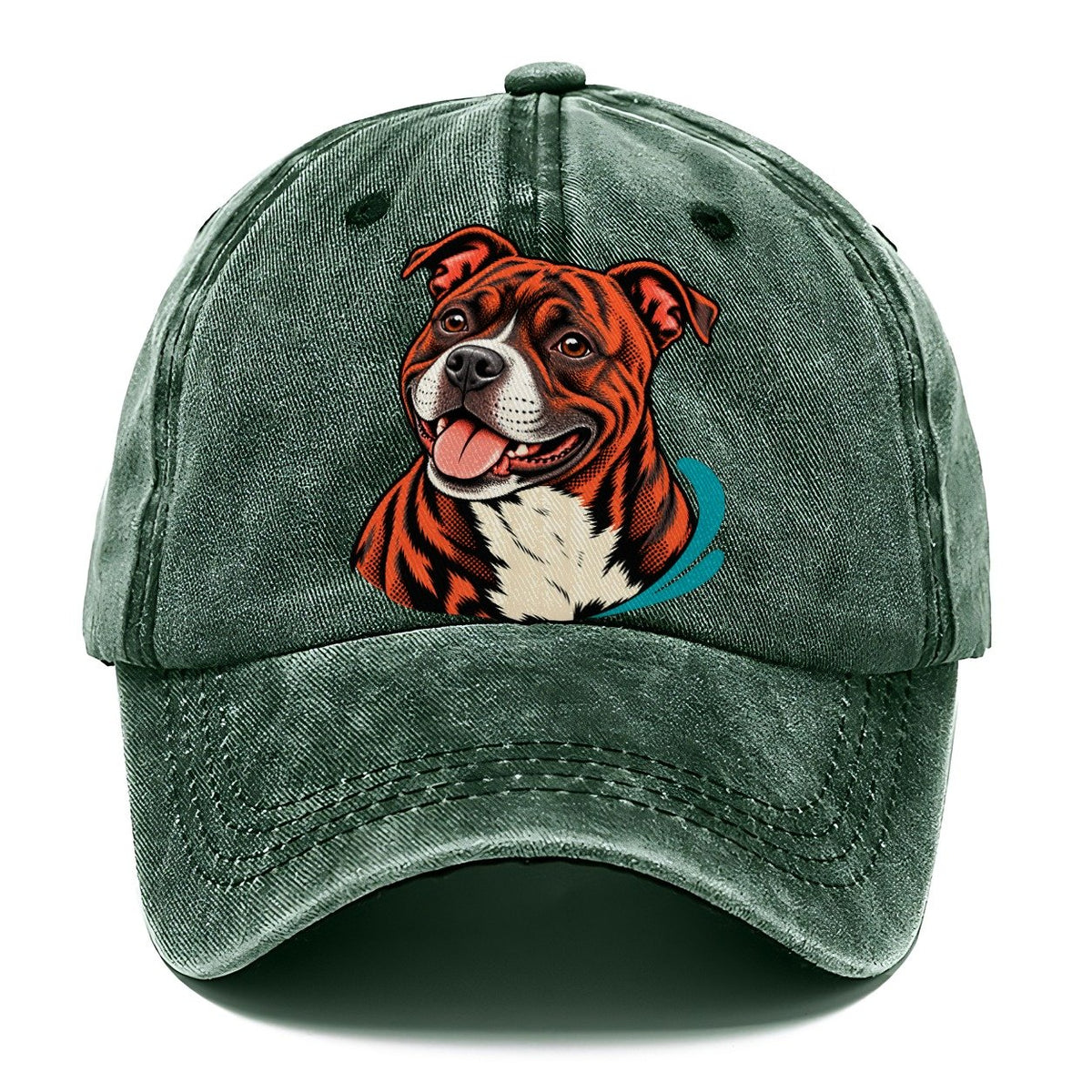 Happy Pitbull Pop Art Portrait Classic Cap – Forest Mist