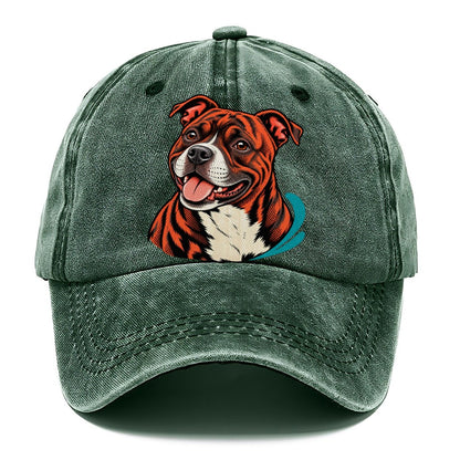 Happy Pitbull Pop Art Portrait Classic Cap – Forest Mist