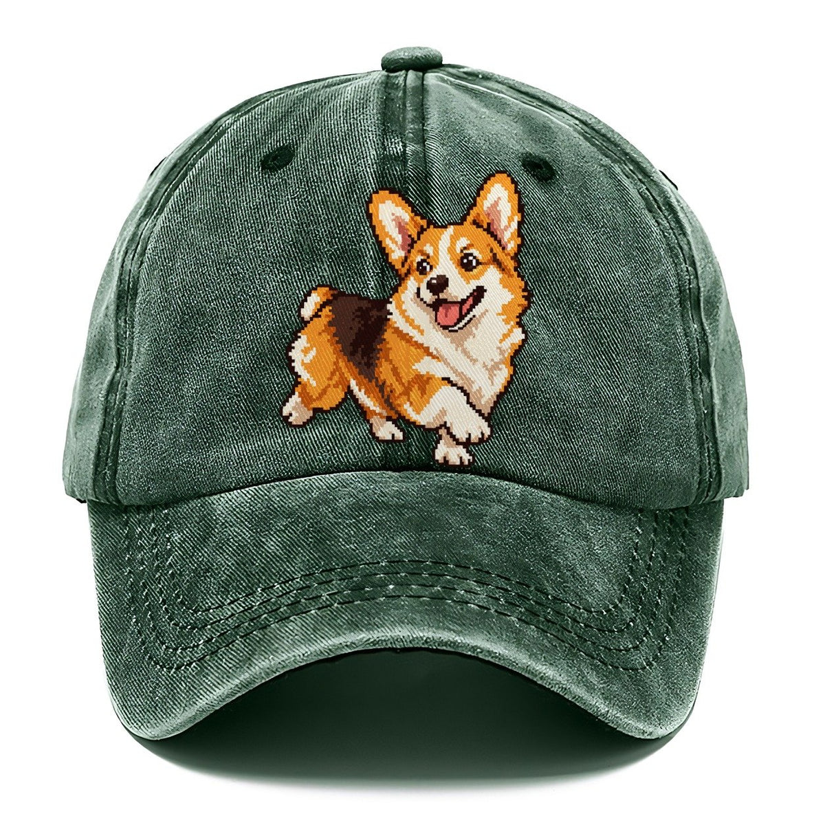Pixel Art Corgi Classic Cap – Forest Mist