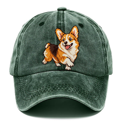 Pixel Art Corgi Classic Cap – Forest Mist