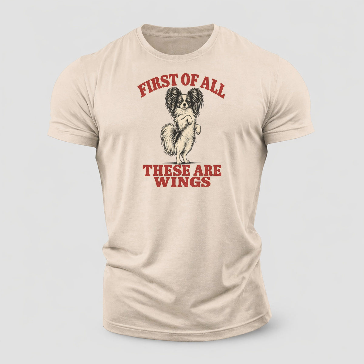 Papillon Dog Declarations Cotton T-Shirt – Sand