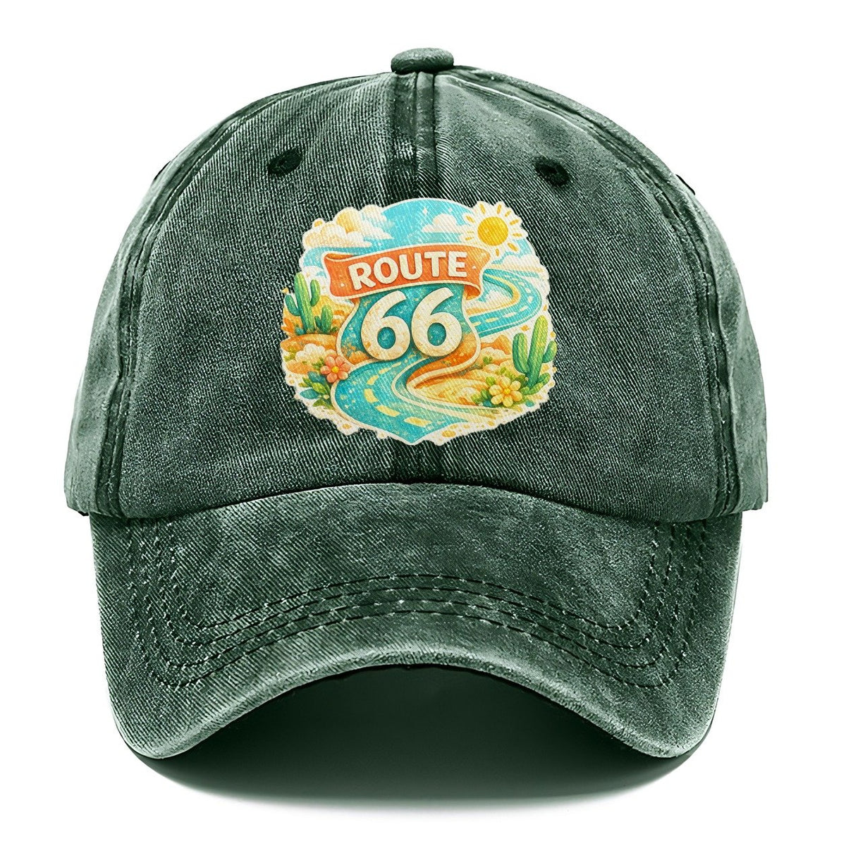 Route 66 Highway Shield Classic Cap – Forest Mist