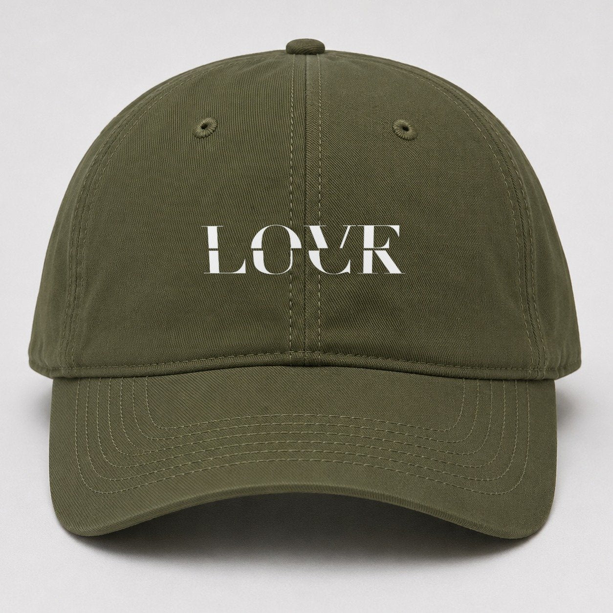 Love Luck Split Feelings Baseball Cap – Army Green