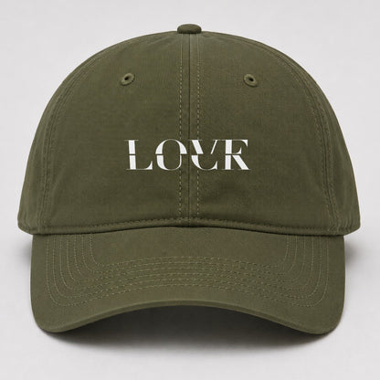 Love Luck Split Feelings Baseball Cap – Army Green