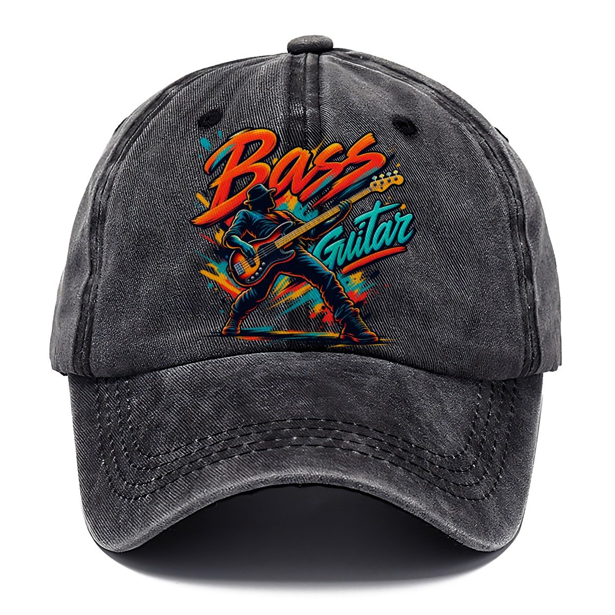 Bass Guitar Wordmark Music Instruments Classic Cap – Graphite