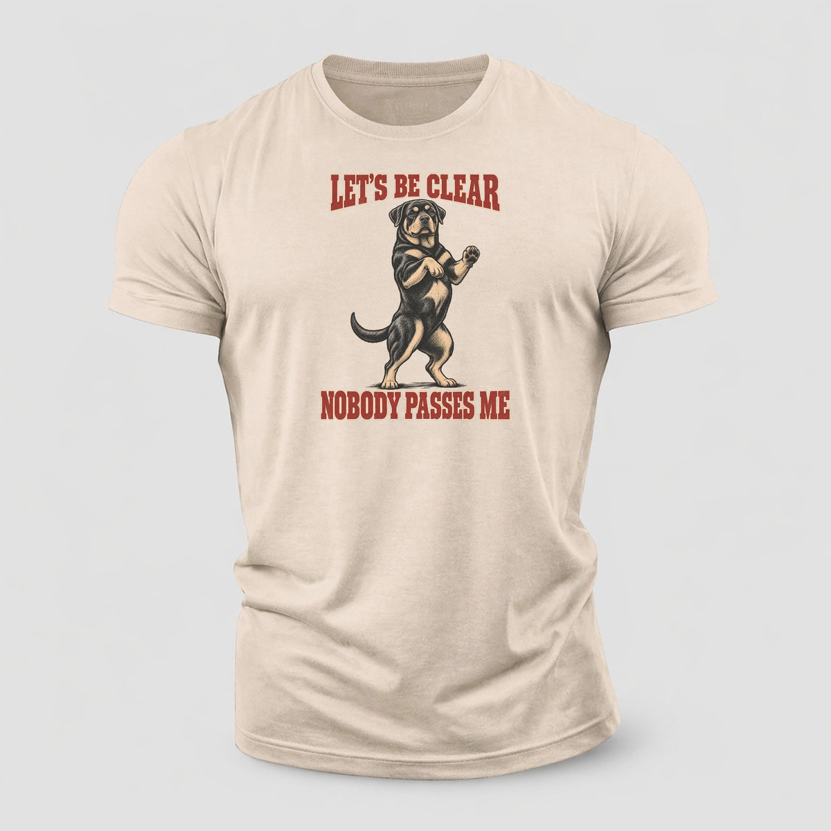 Rottweiler Dog Declarations Cotton T-Shirt – Sand