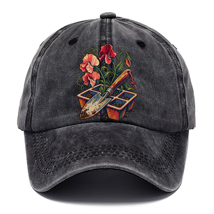 Garden Trowel Seed Tray And Sweet Peas Uk Culture Heritage Classic Cap – Graphite