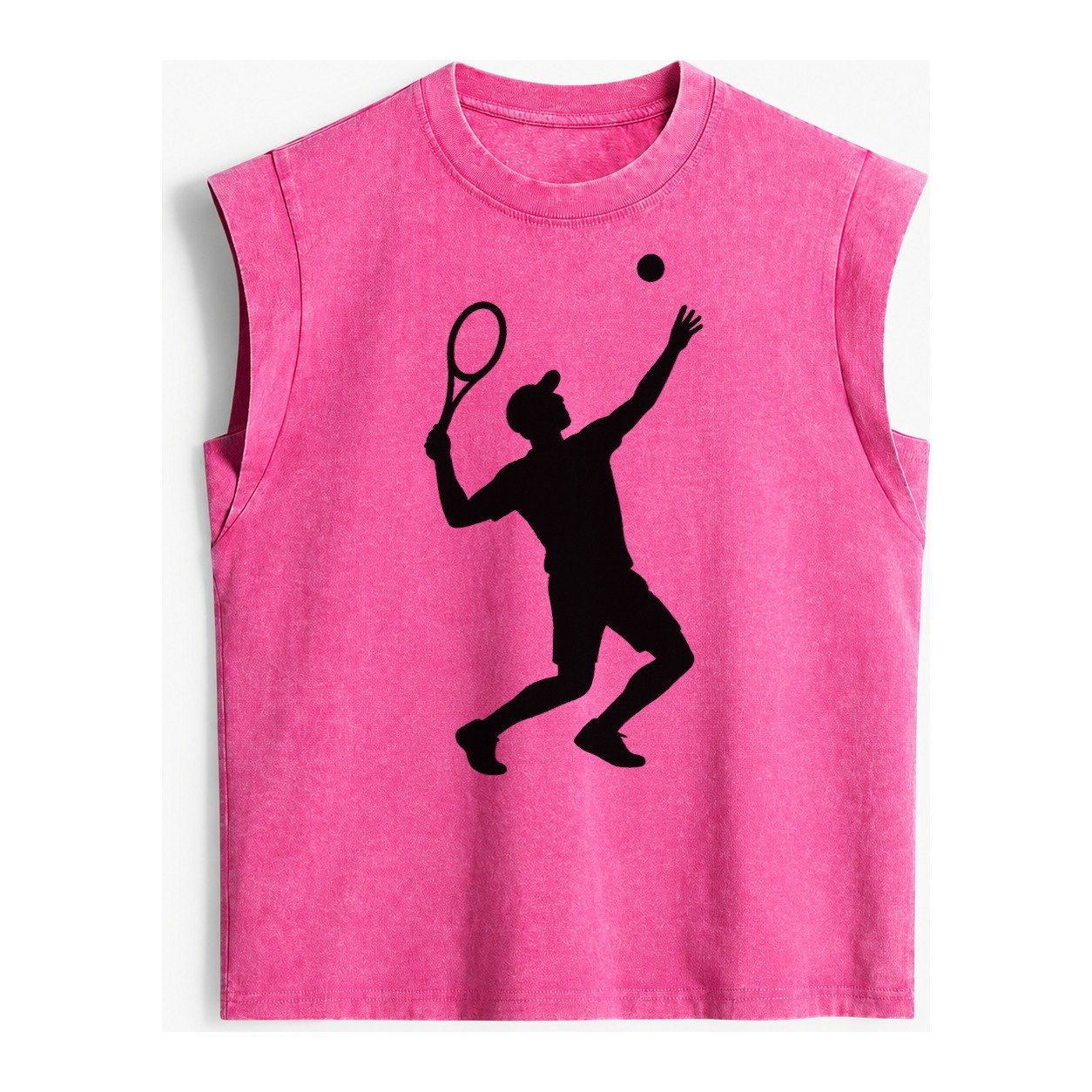 Tennis Player Serving Powerful Shot Vintage Washed Tank – Pink
