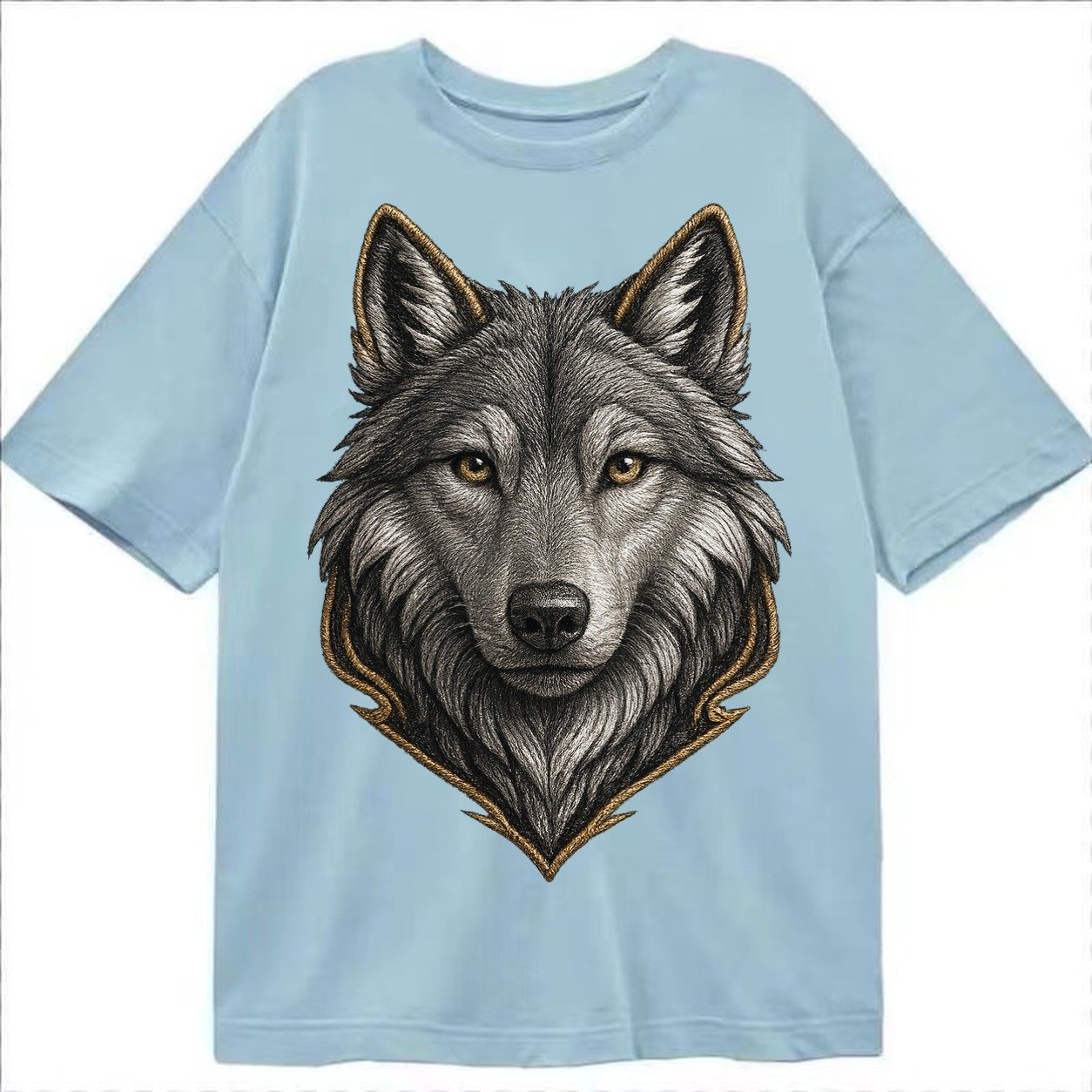 Wolf Totem Spirit Animal Silver Gray Thread Loyalty And Stre Classic T-shirt – Light Blue
