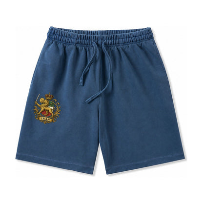 Royal Iran Coat Of Arms Washed Shorts – Denim Blue