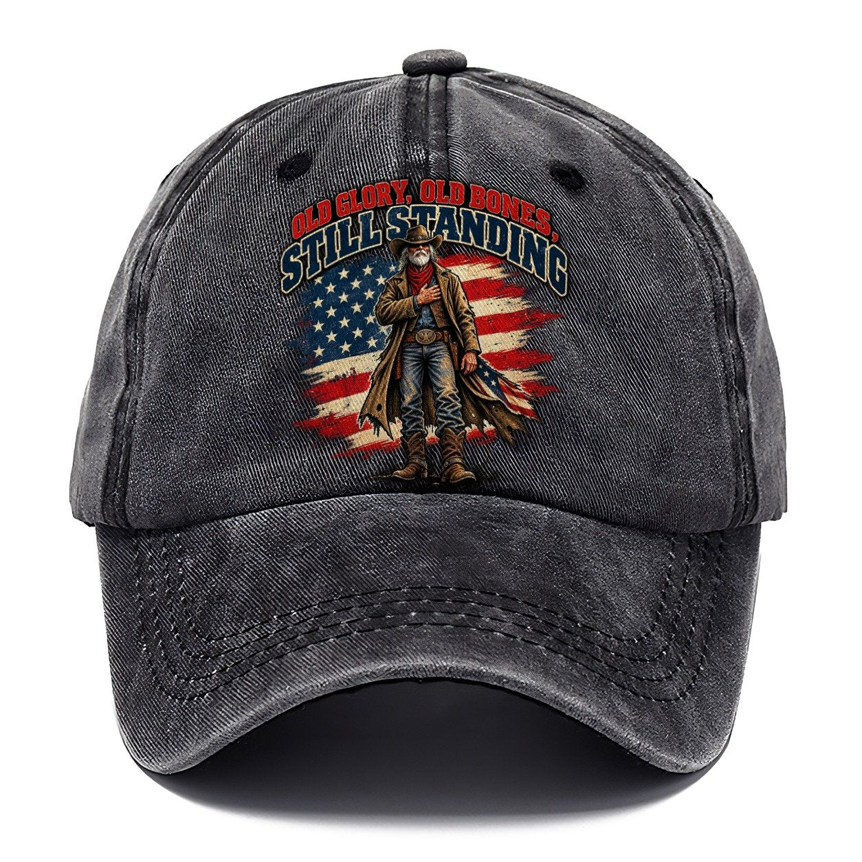 Old Glory Old Bones Still Standing Old Man Strong Classic Cap – Graphite
