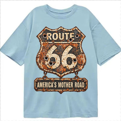 Route 66 Weathered Classic T-shirt – Light Blue