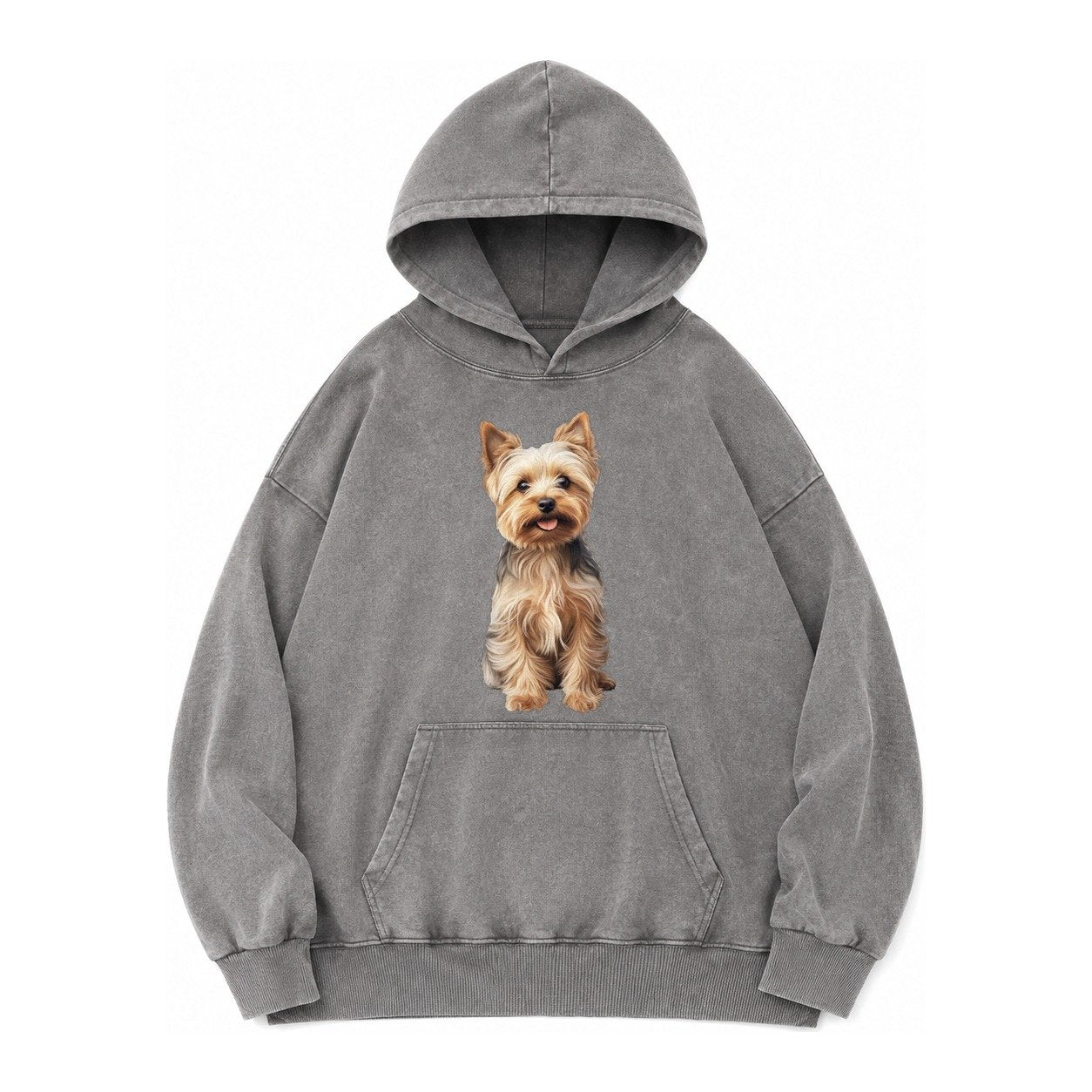Yorkshire Terrier Dog Vintage Washed Hoodie – Grey