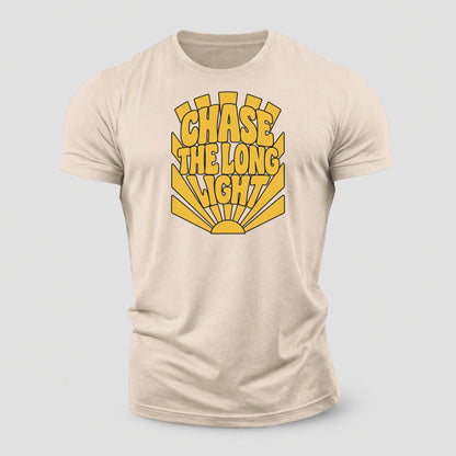 Chase The Long Light Sunburst Sayings Cotton T-Shirt – Sand