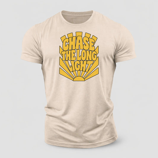 Chase The Long Light Sunburst Sayings Cotton T-Shirt – Sand