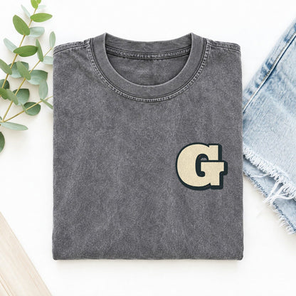 Initial G Left Chest Vintage T-shirt – Grey