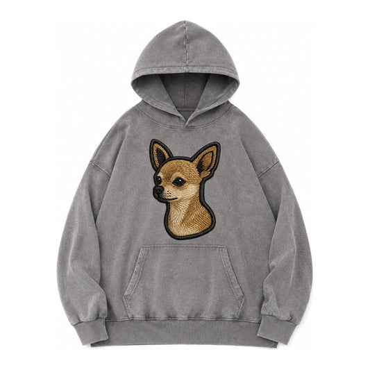 Chihuahua Logo Vintage Washed Hoodie – Grey