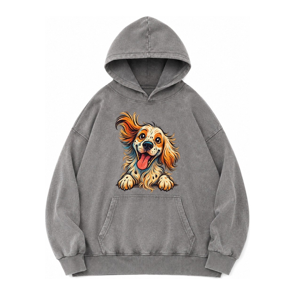 English Springer Spaniel Vintage Washed Hoodie – Grey
