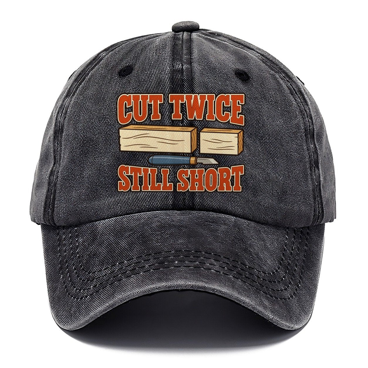 Cut Twice Still Short Woodworking Classic Cap – Graphite