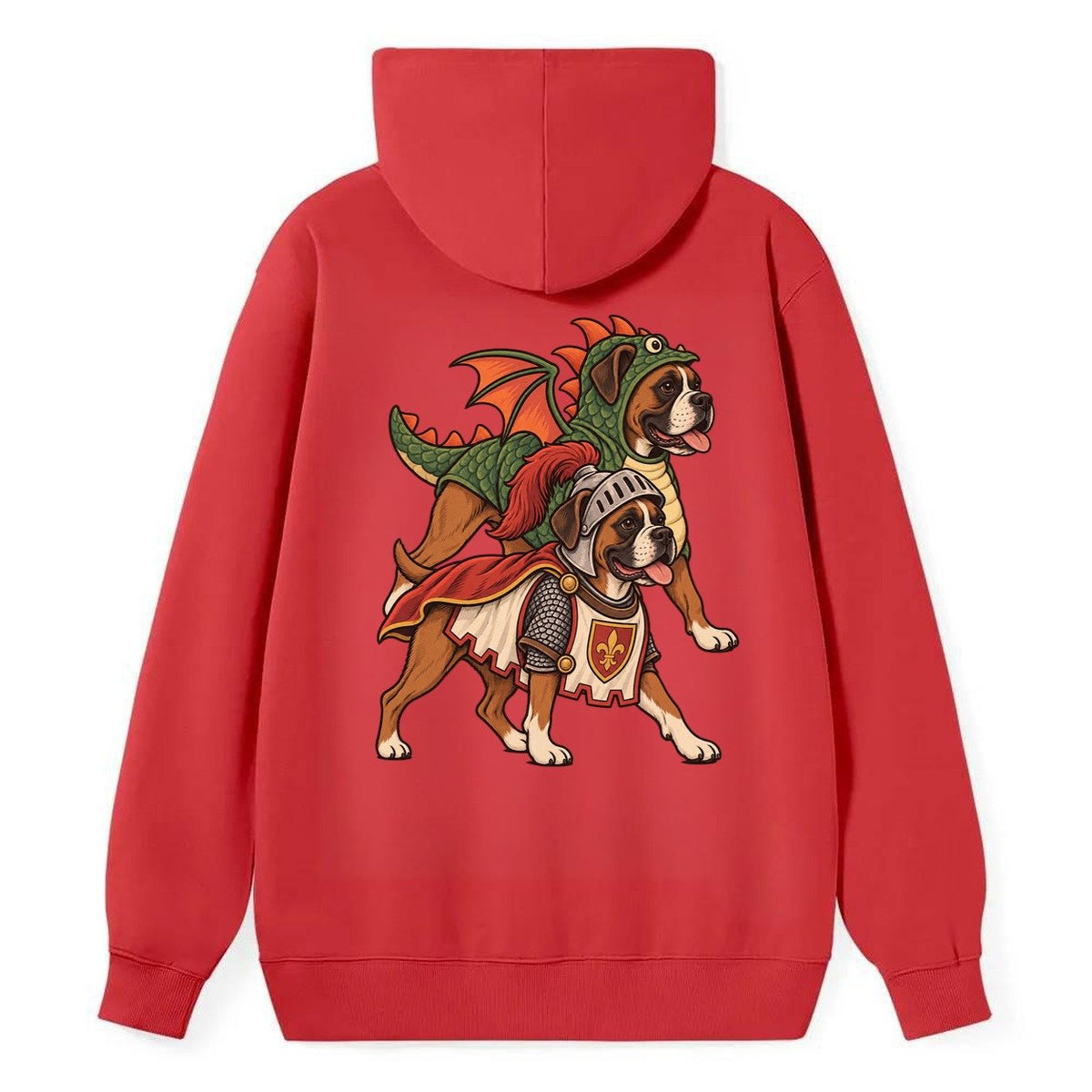 2 Boxers In Halloween Costumes Hdp 32 Parade Lineup Halloween Dog Parade Classic Pullover Hoodie – Red
