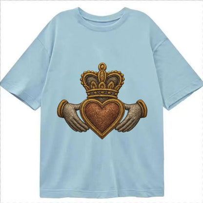 Claddagh Heart Crown Embroidered 0912b9 Classic T-shirt – Light Blue