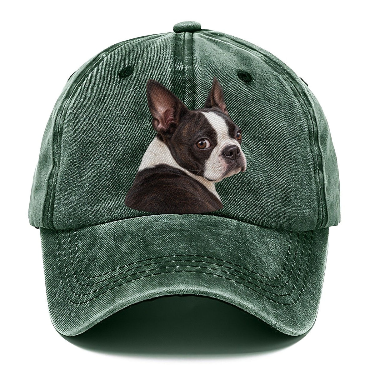 Boston Terrier Over The Shoulder Character Club Classic Cap – Forest Mist