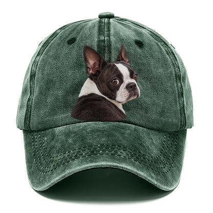 Boston Terrier Over The Shoulder Character Club Classic Cap – Forest Mist