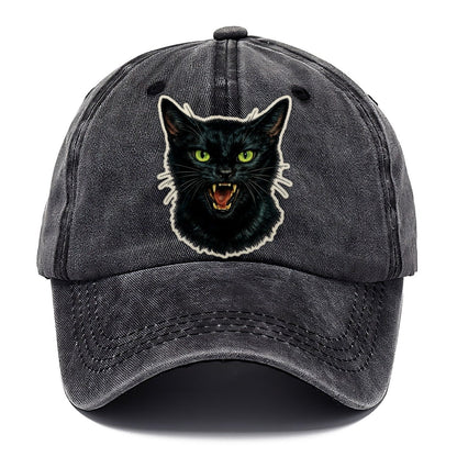 Hissing Green Eyed Black Cat Classic Cap – Graphite