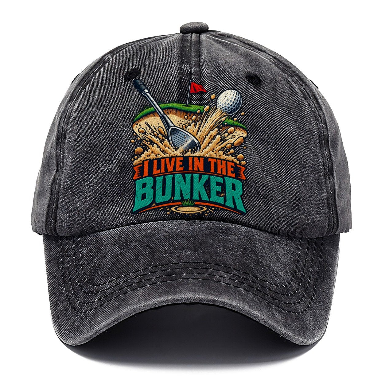 I Live In The Bunker Golf Life Classic Cap – Graphite