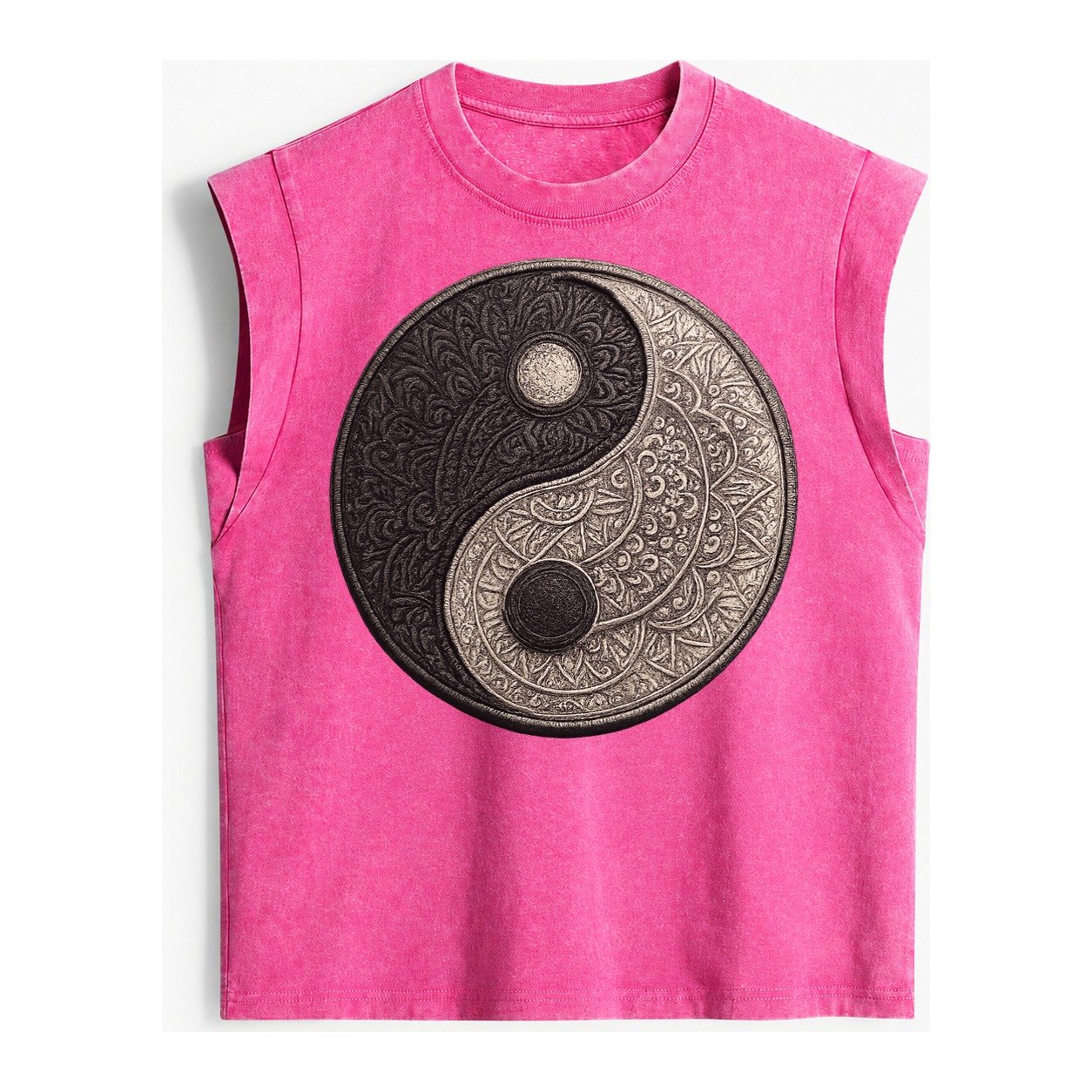 Mandala Yin Yang Vintage Washed Tank – Pink