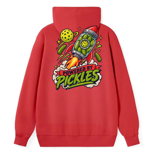 Powered By Pickles Pickleball Life Classic Pullover Hoodie – Red