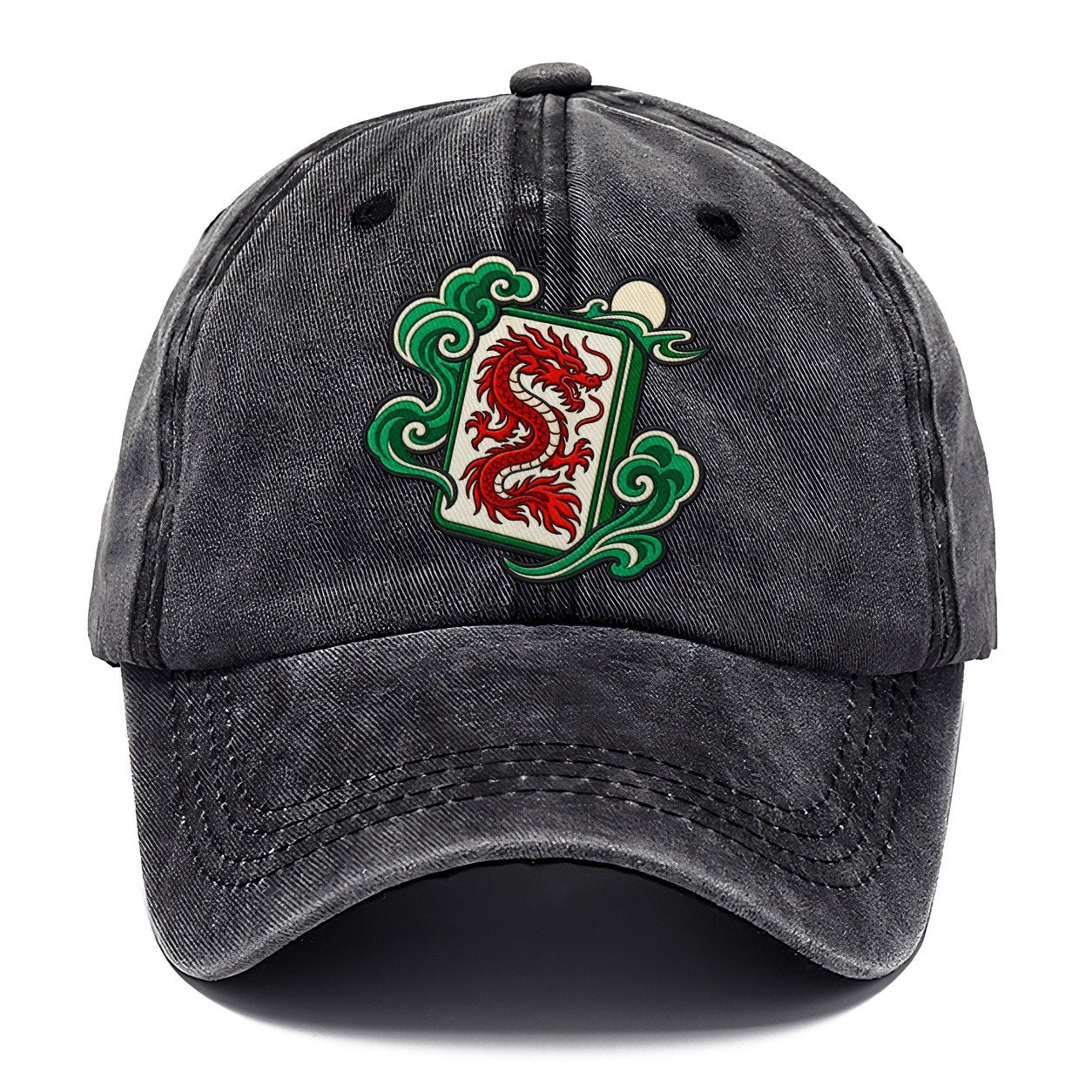 Red Dragon Mahjong Game Night Classic Cap – Graphite
