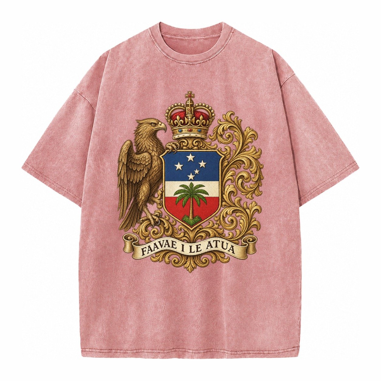 South Africa Springbok Emblem Springbok With Protea Green Go Vintage T-shirt – Dusty Rose