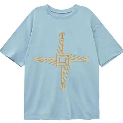 Saint Brigids Cross Woven Rush Cross Natural Beige Thread Ir Classic T-shirt – Light Blue